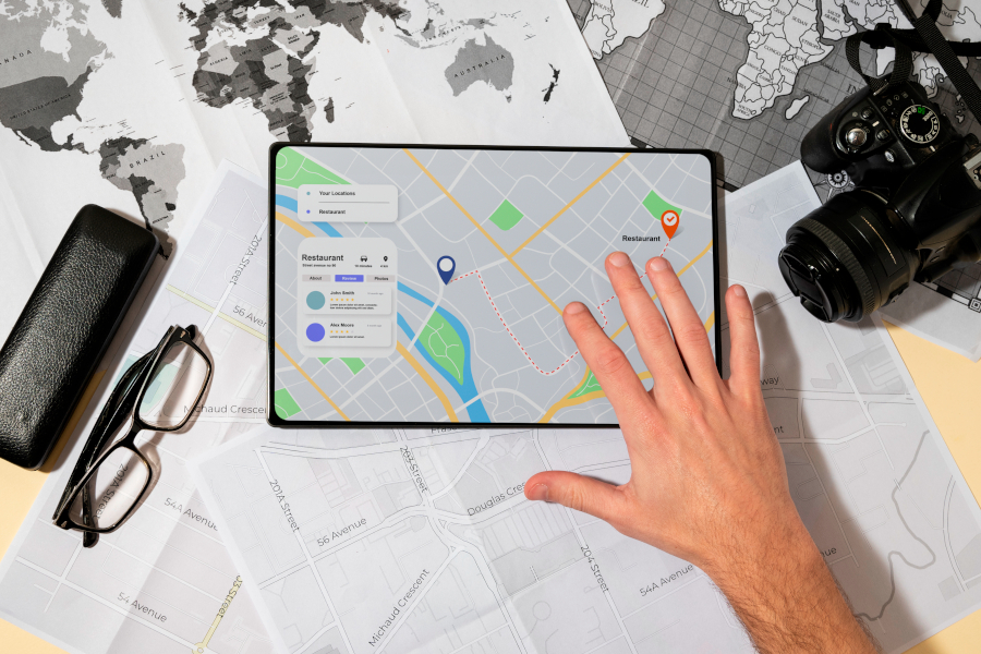 Gps navigation system on a phone in a self-driving car